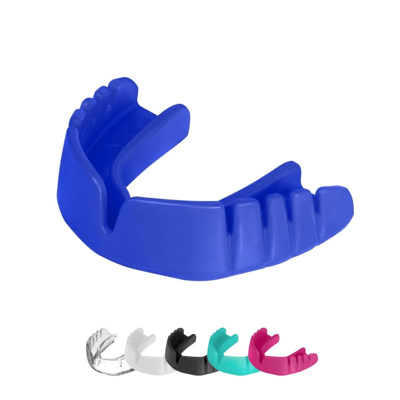 OPRO Snap-Fit Instant Level Mouth Guard â€“ Quick Protection Mouthguard for Lacrosse, jiu Jitsu, Rugby, MMA, Boxing, UFC, Wrestling, & Football Mouthpiece â€“ Includes Mouth Guard Case (Youth, Blue) - Image 1